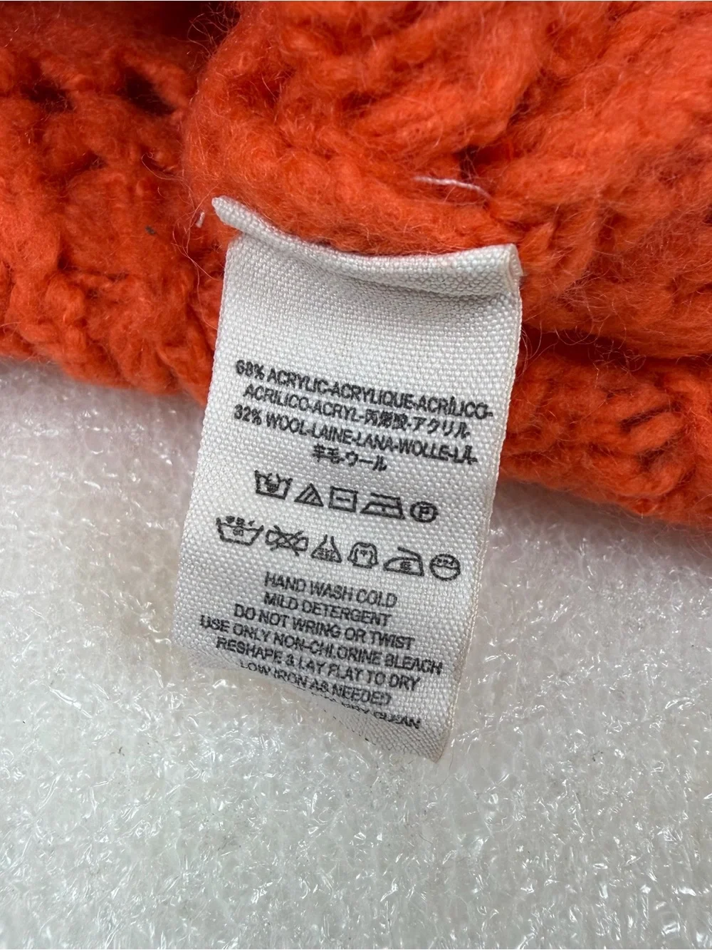 Women’s XS Free People Oversized Long Sleeve Orange Chunky Retro Sweater